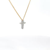14k White Gold .25ct G SI1 Round Diamond Mini  Cross Pendant with Chain